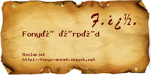 Fonyó Árpád névjegykártya