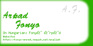 arpad fonyo business card